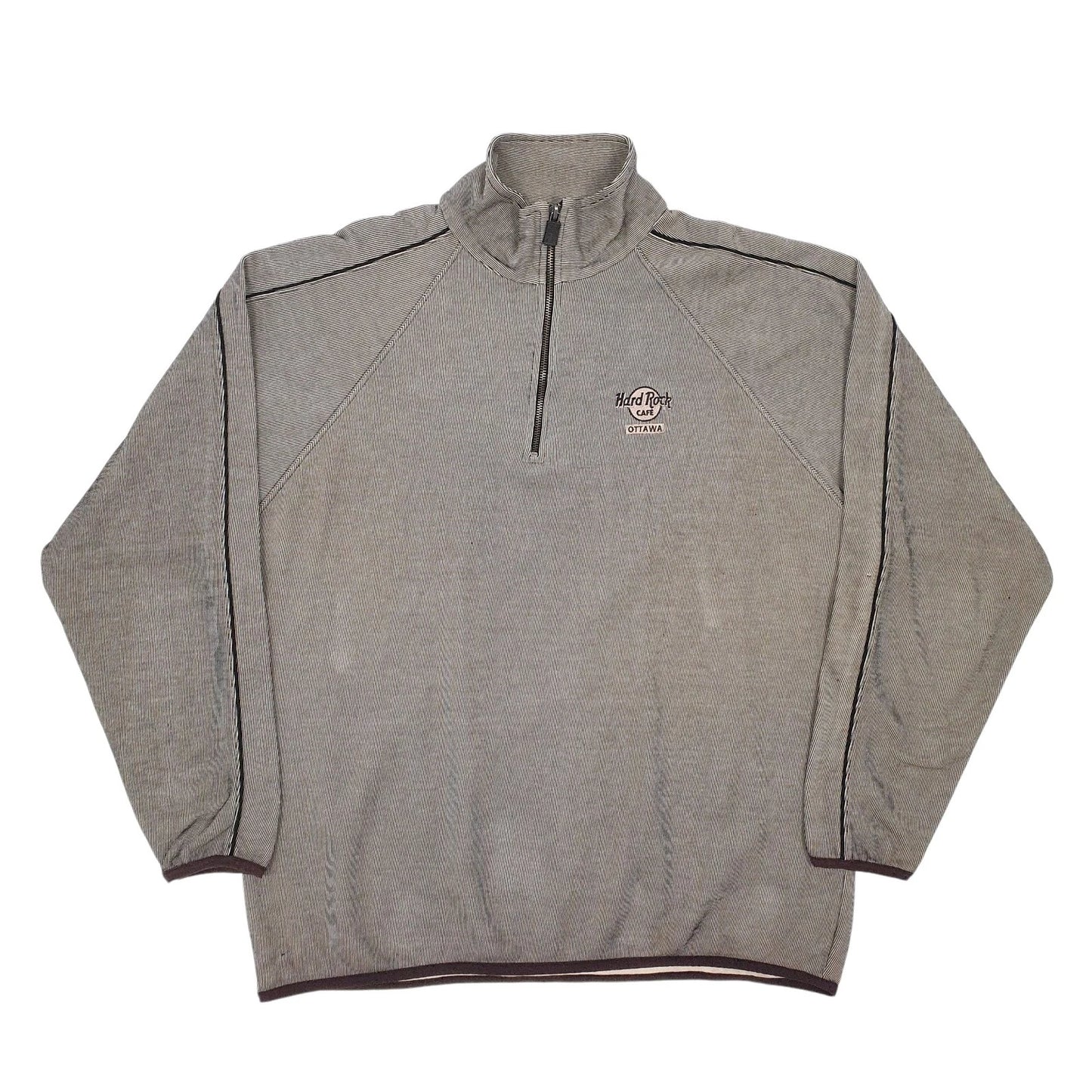 Hard Rock Cafe Vintage 90s Quarter Zip Cotton Blend Sweatshirt Jumper Mens XL