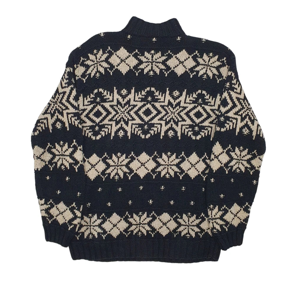 Lauren Ralph Lauren Button Up Crewneck Cotton Blend Sweatshirt Jumper Womens M