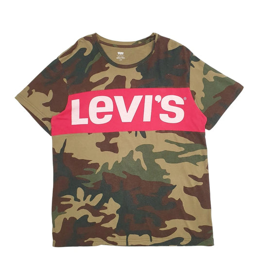 Levis Spellout Camouflage Short Sleeve Cotton Blend T Shirt Mens L