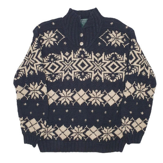 Lauren Ralph Lauren Button Up Crewneck Cotton Blend Sweatshirt Jumper Womens M