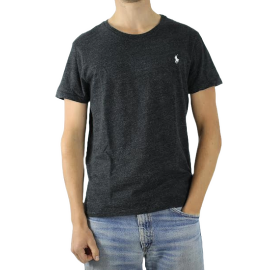 Shop By Category, Polo Shirts & T Shirts. Specific image shows a grey Ralph Lauren T Shirtbeing Modelled