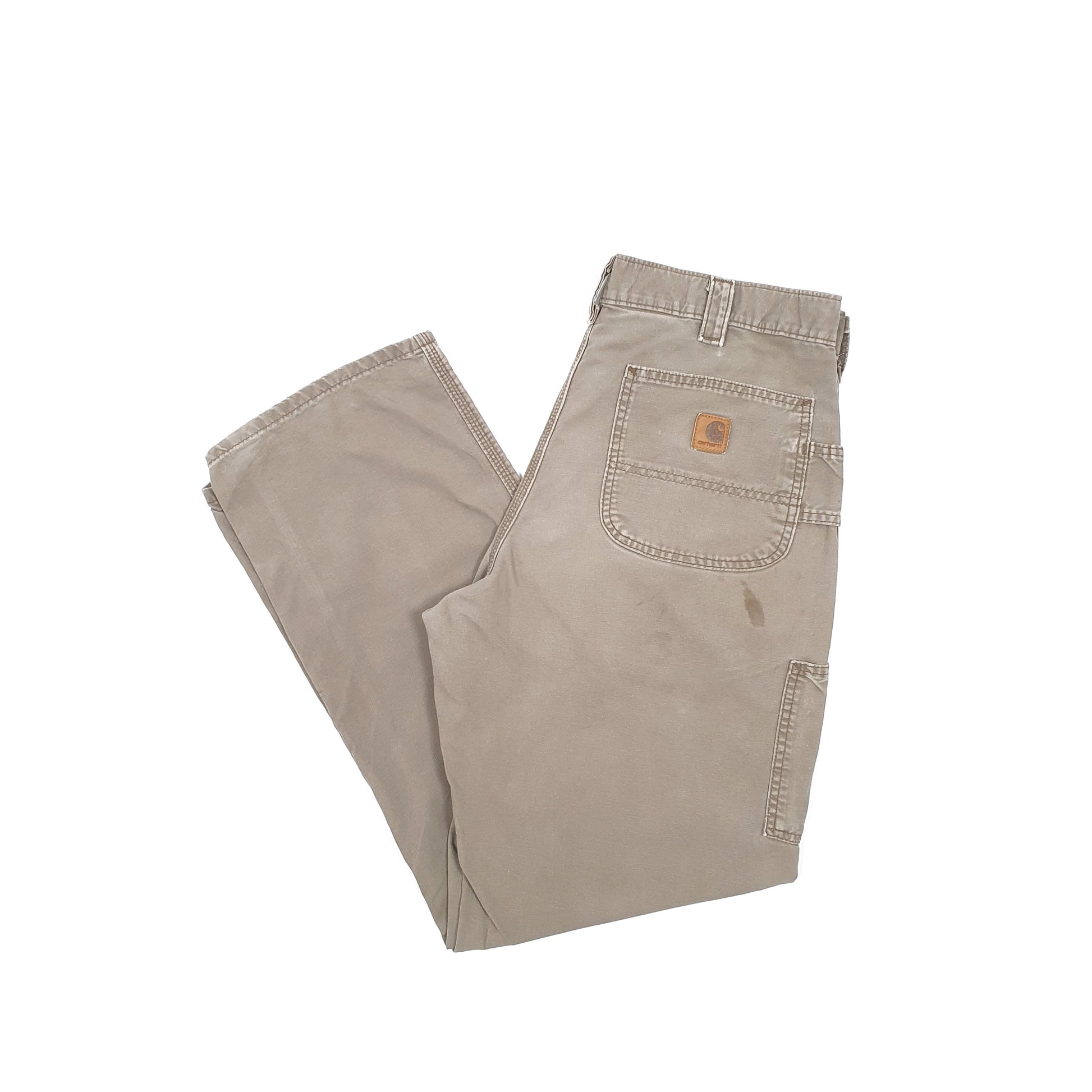 Mens Carhartt Light Weight Khaki Carpenter Trousers W34 L32 Khaki