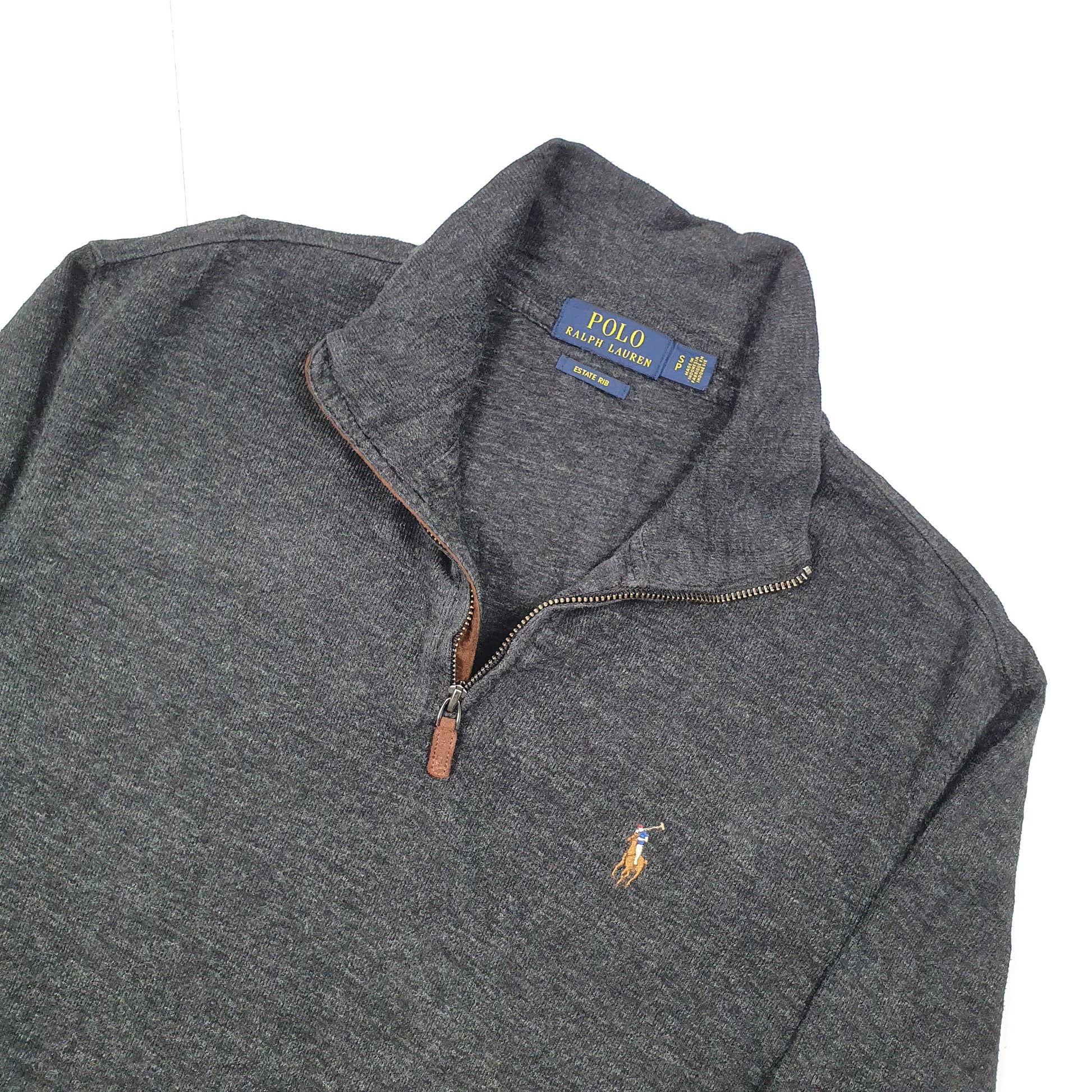 Polo Ralph Lauren Estate Rib Quarter Zip S Grey