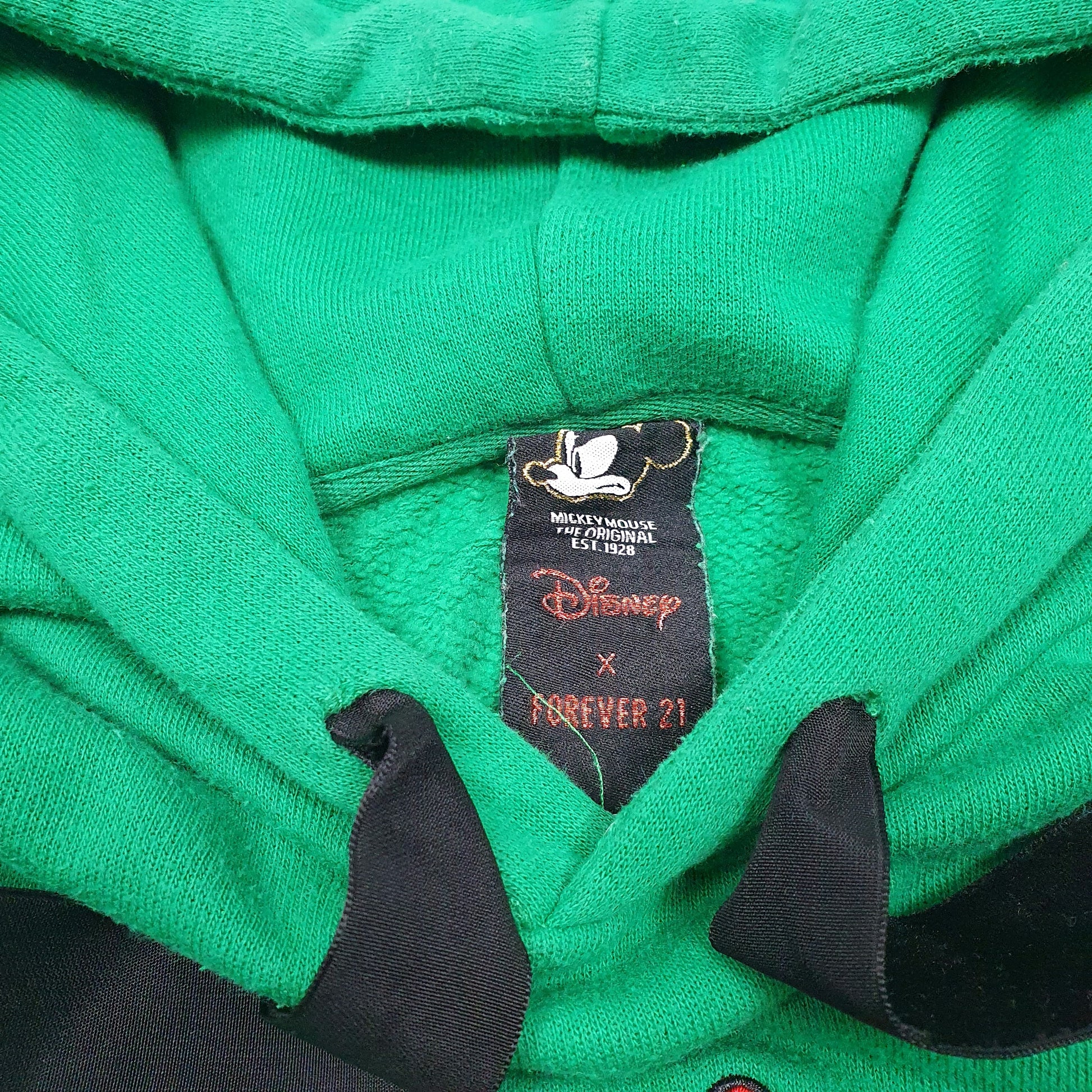 Womens Green Disney Forever 21 Mickey Mouse Hoodie Jumper