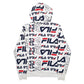 Womens White Fila Spellout Full Zip Jumper