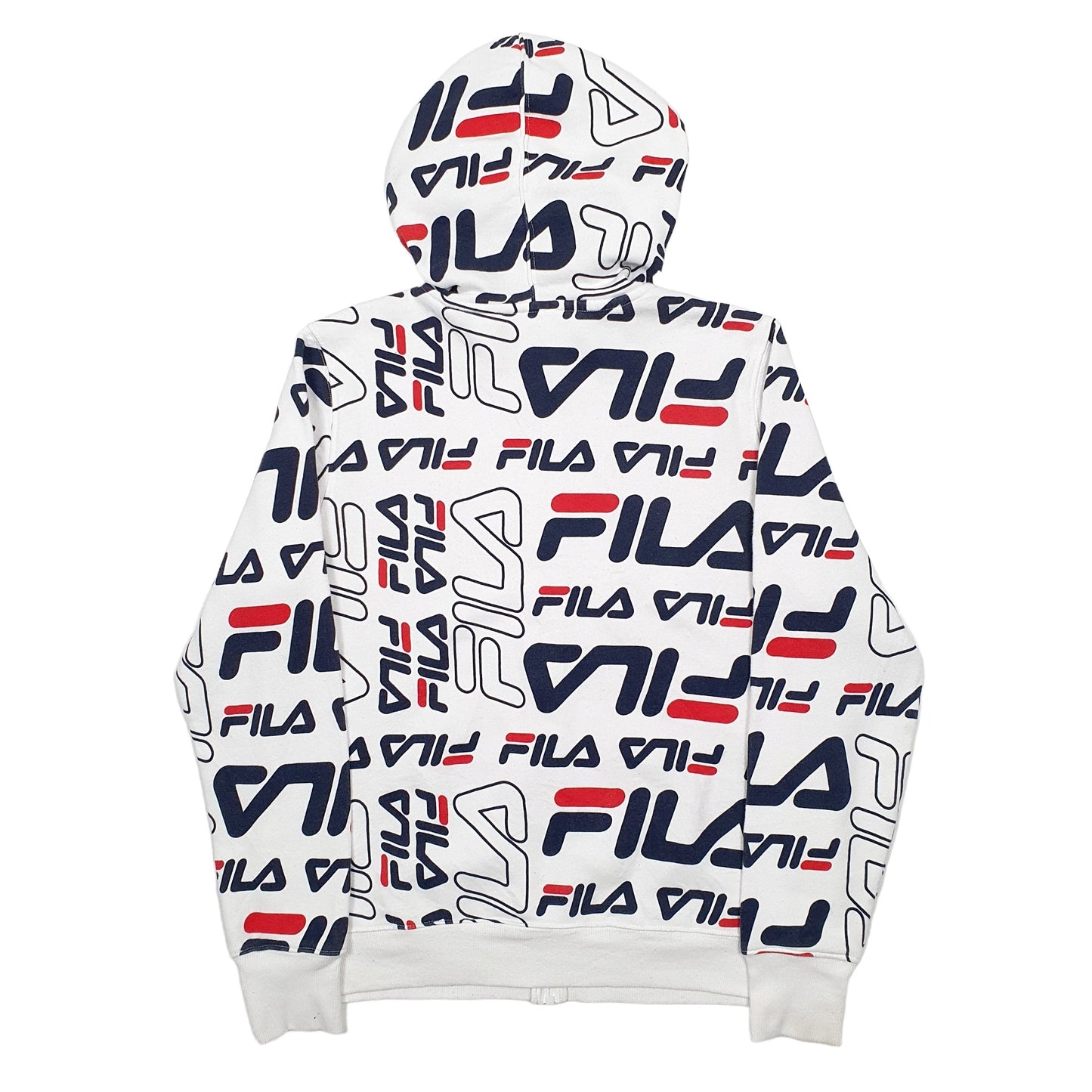 Womens White Fila Spellout Full Zip Jumper