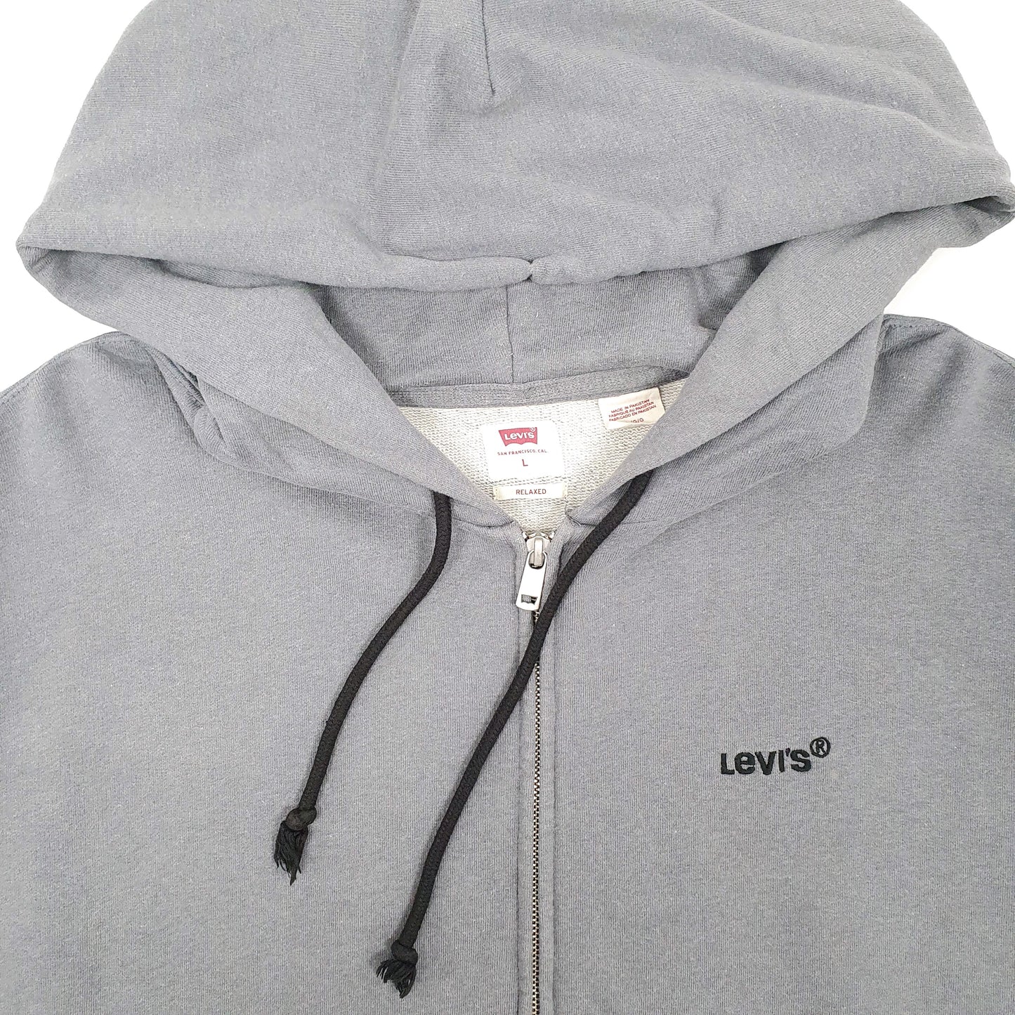 Mens Grey Levis Spellout Hoodie Full Zip Jumper