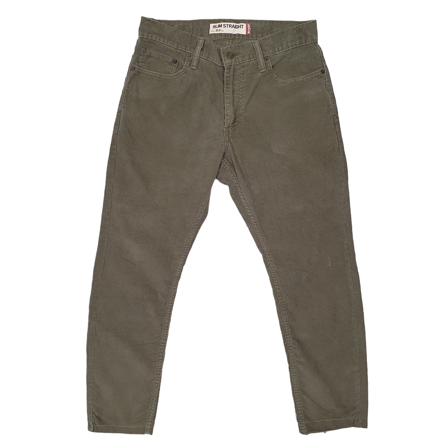 Mens Khaki Levis 514 Straight Corduroy Trousers