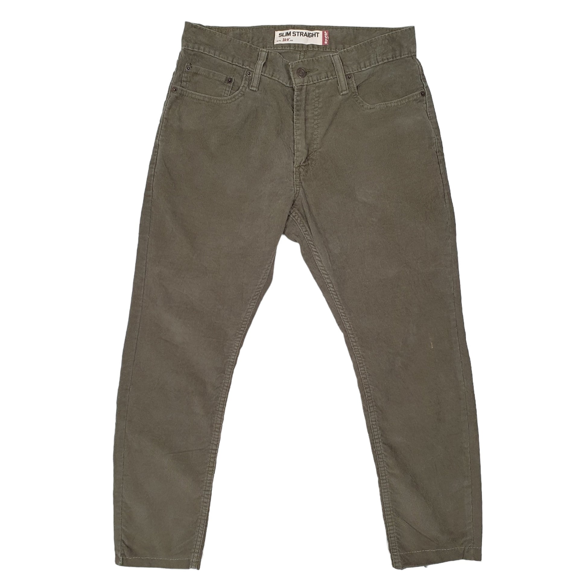 Mens Khaki Levis 514 Straight Corduroy Trousers
