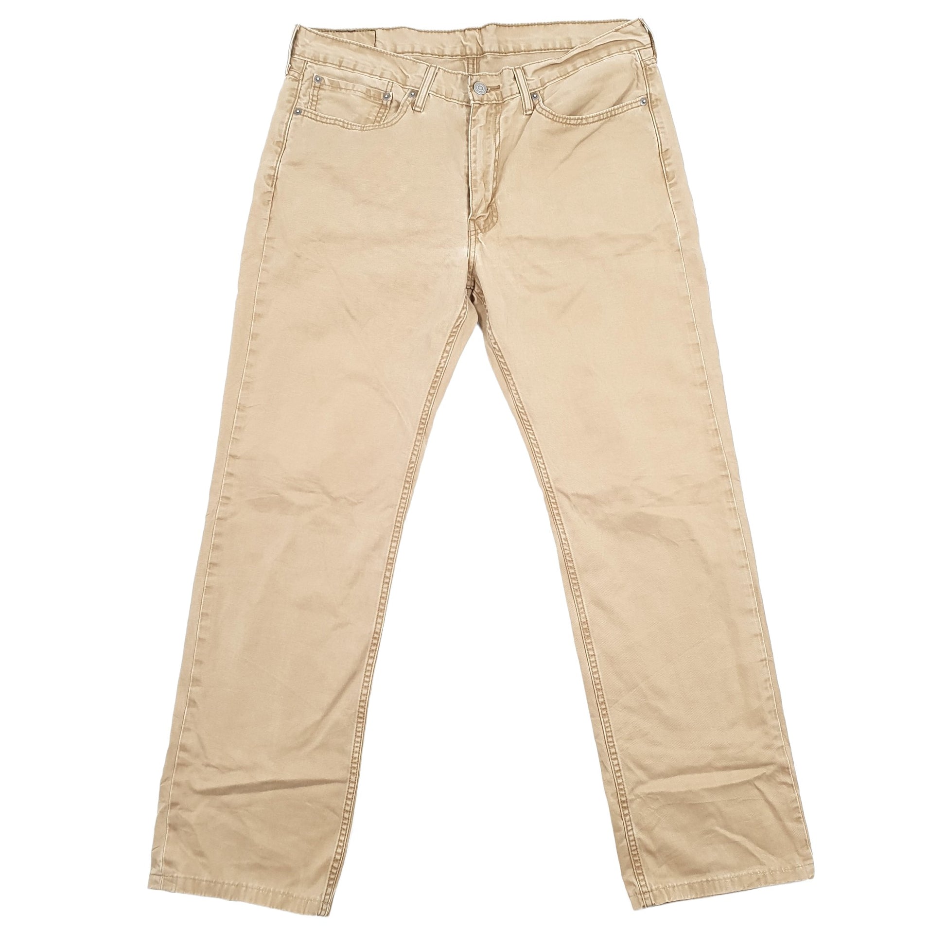 Mens Levis 514 Straight Leg Beige Chino Trousers W35 L30 Beige