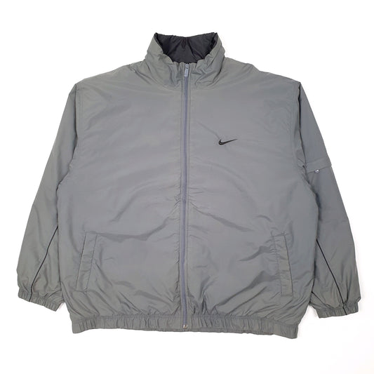 Mens Grey Nike Vintage 2000s Spellout  Coat