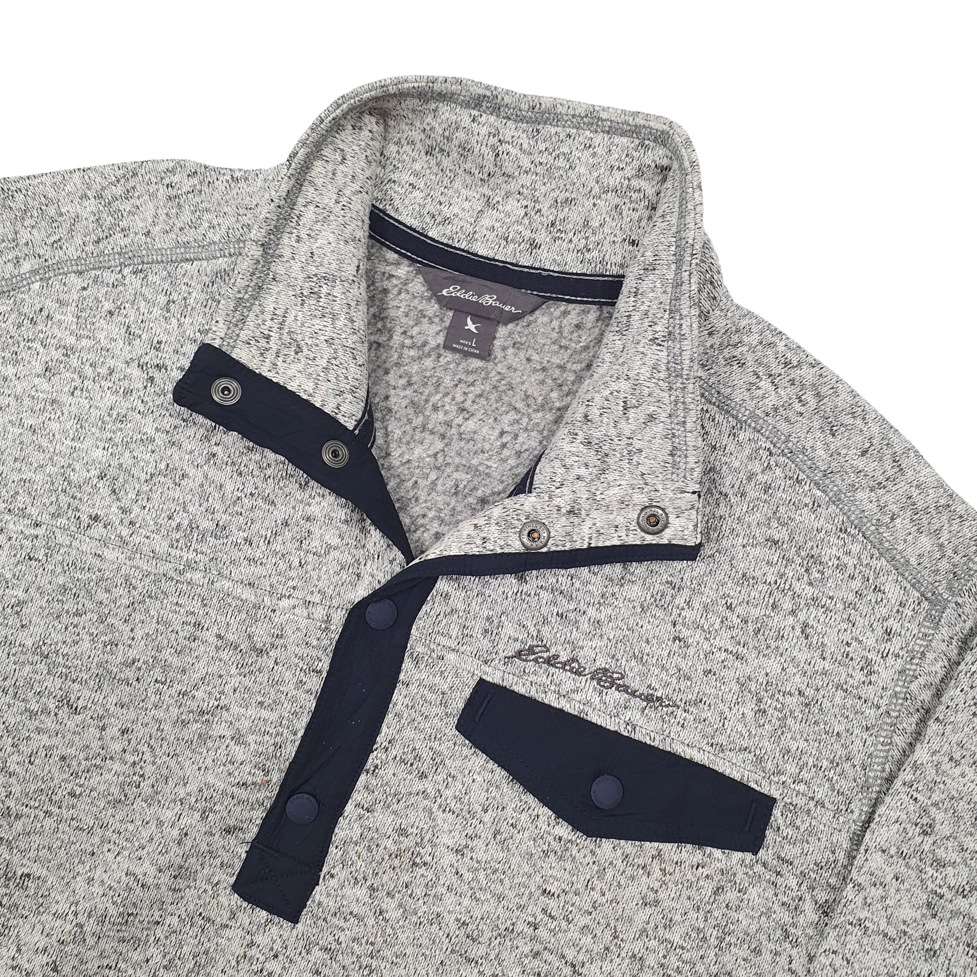 Eddie Bauer Popper Quarter Zip Fleece L Grey