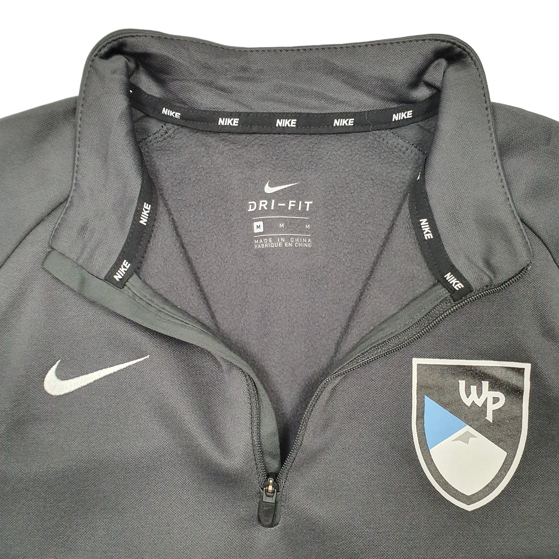 Mens Grey Nike Warner Pacific Soccer Dri Fit Active Quarter Zip Jumper