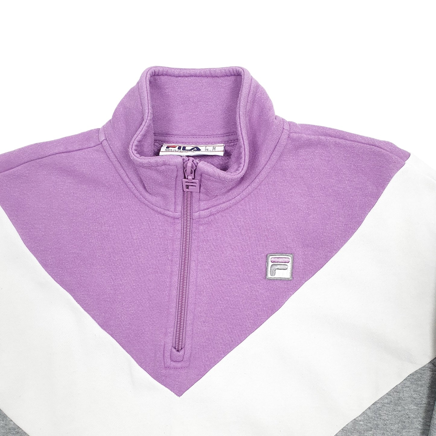 Mens Grey Fila Retro Quarter Zip Jumper