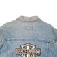 Mens Blue Harley Davidson Motorcycles Patch Gilet Vest Trucker Denim Jacket Coat