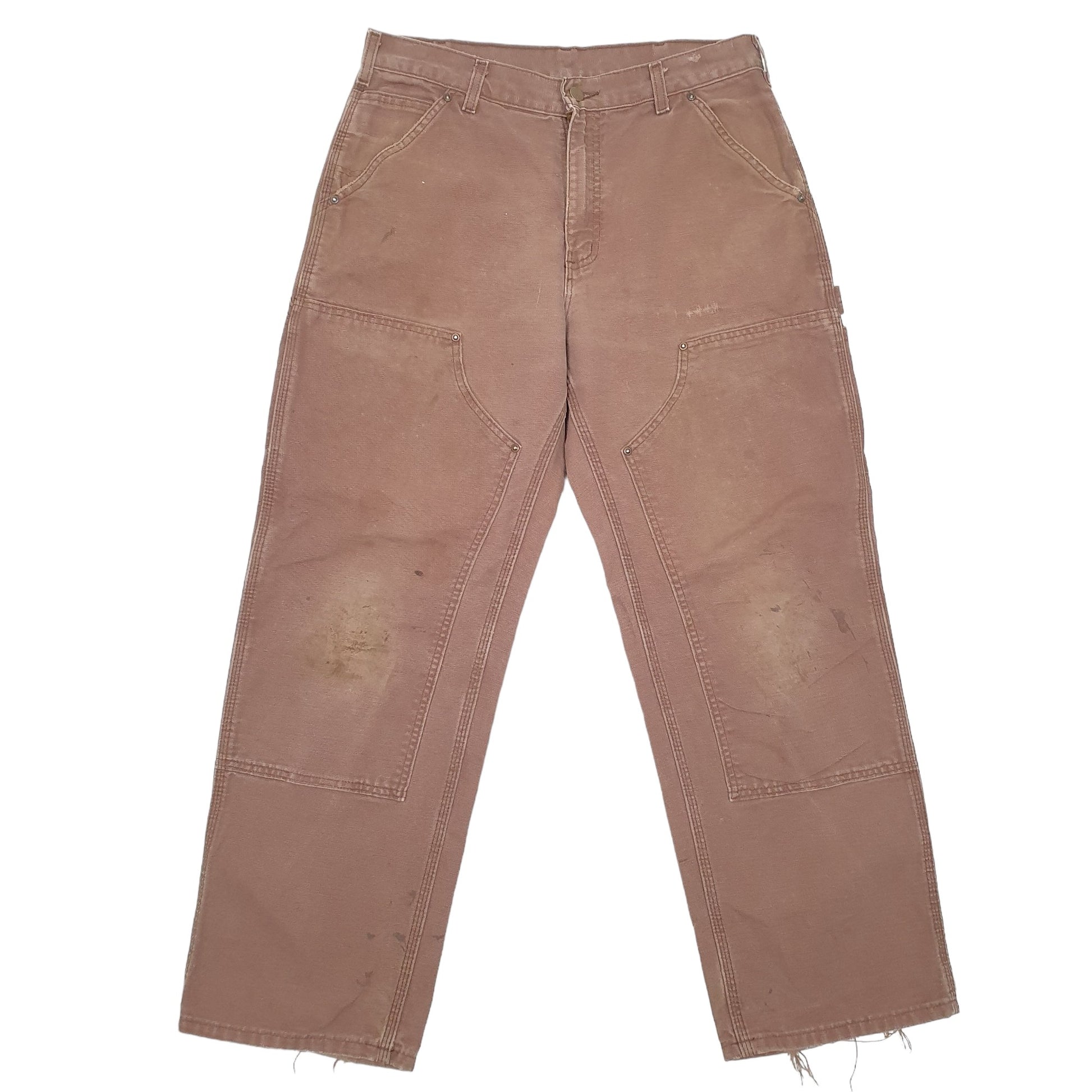 Mens Brown Carhartt Double Knee Riveted Carpenter Trousers