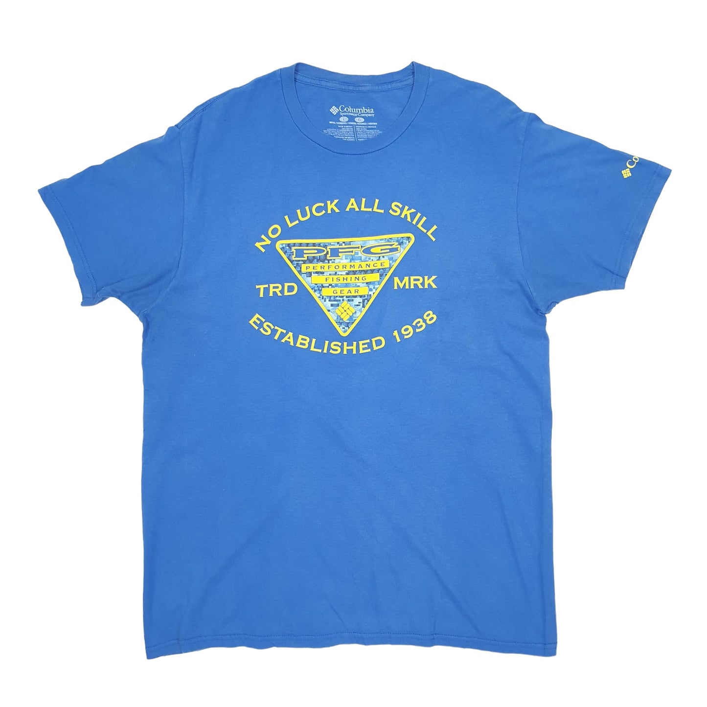 Mens Blue Columbia Sportswear Performance Fishing Gear PFG Short Sleeve T Shirt