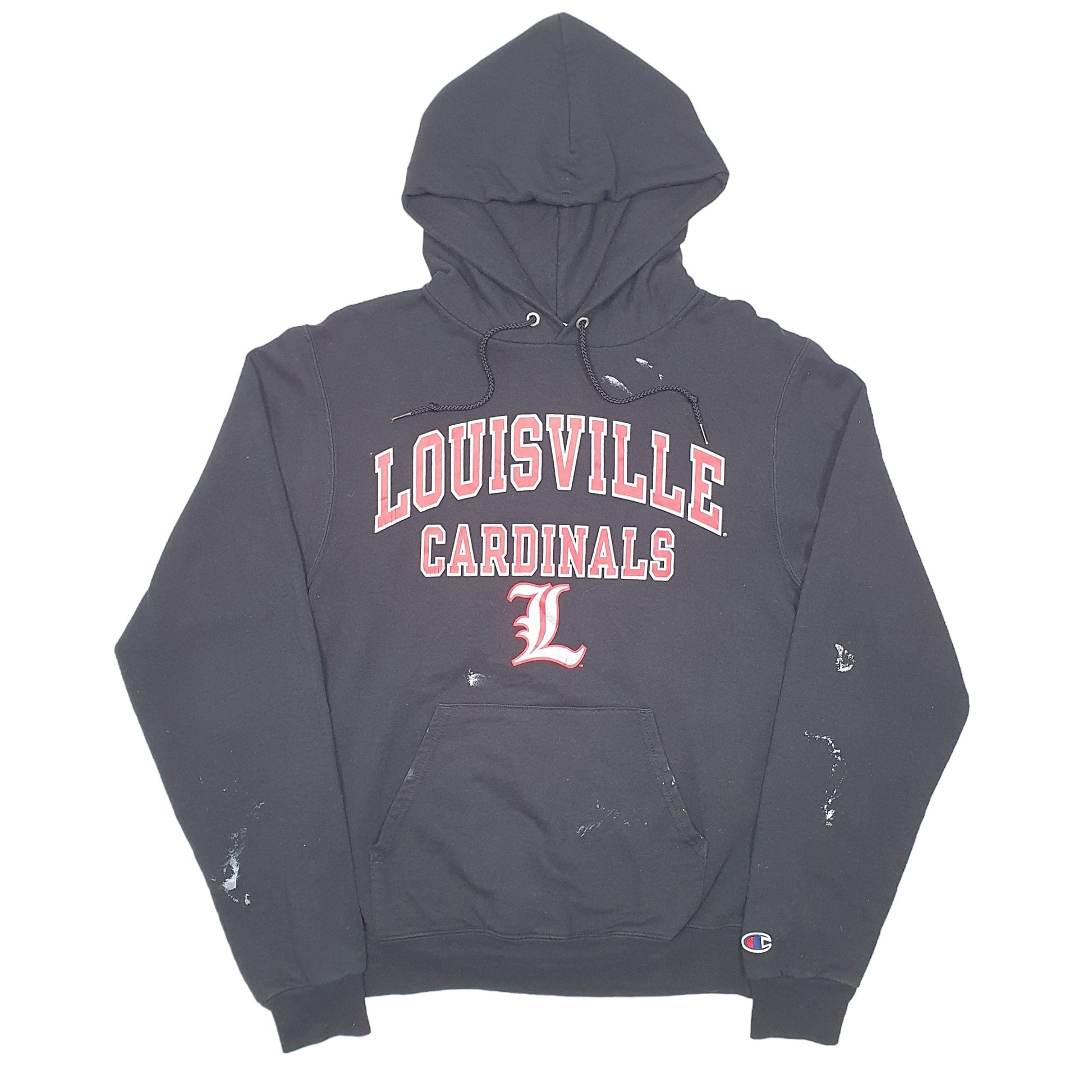 Mens Black Champion Louisville Cardinals American Football Hoodie Jumper