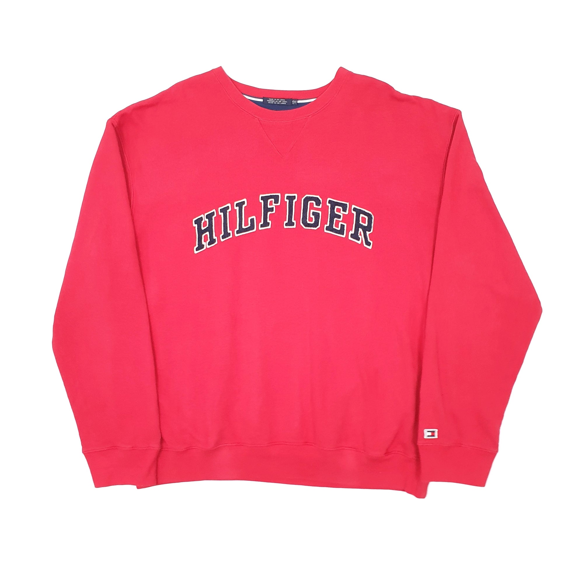 Mens Red Tommy Hilfiger Spellout Crewneck Jumper