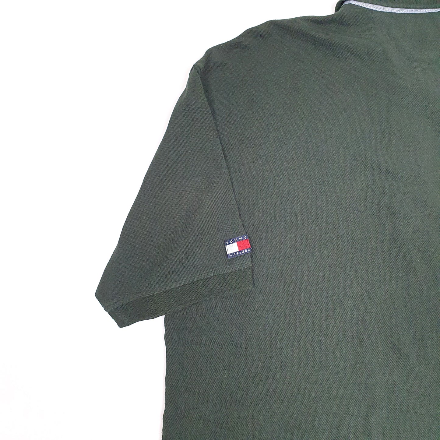 Mens Green Tommy Hilfiger Golf Vintage Made in USA Short Sleeve Polo Shirt