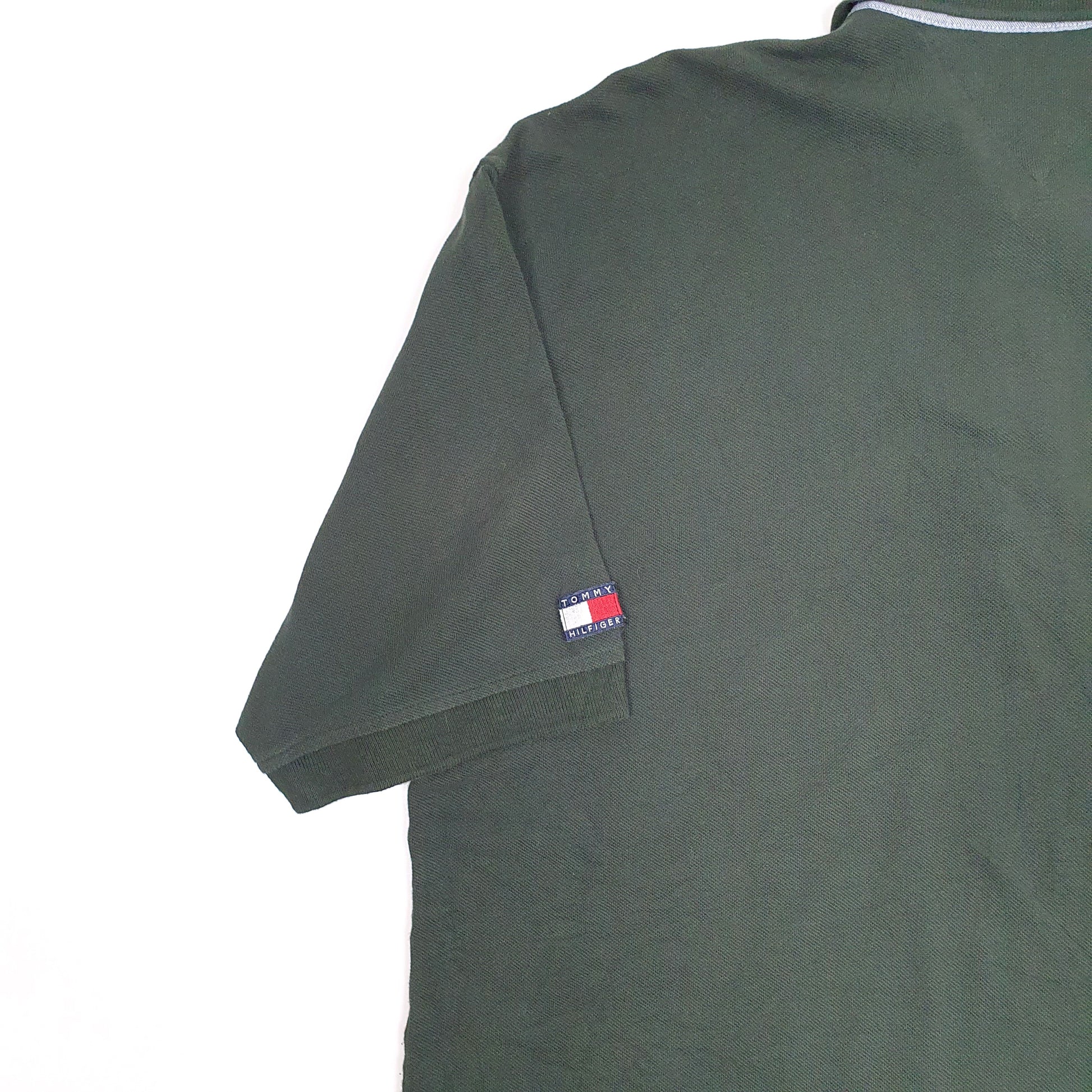 Mens Green Tommy Hilfiger Golf Vintage Made in USA Short Sleeve Polo Shirt