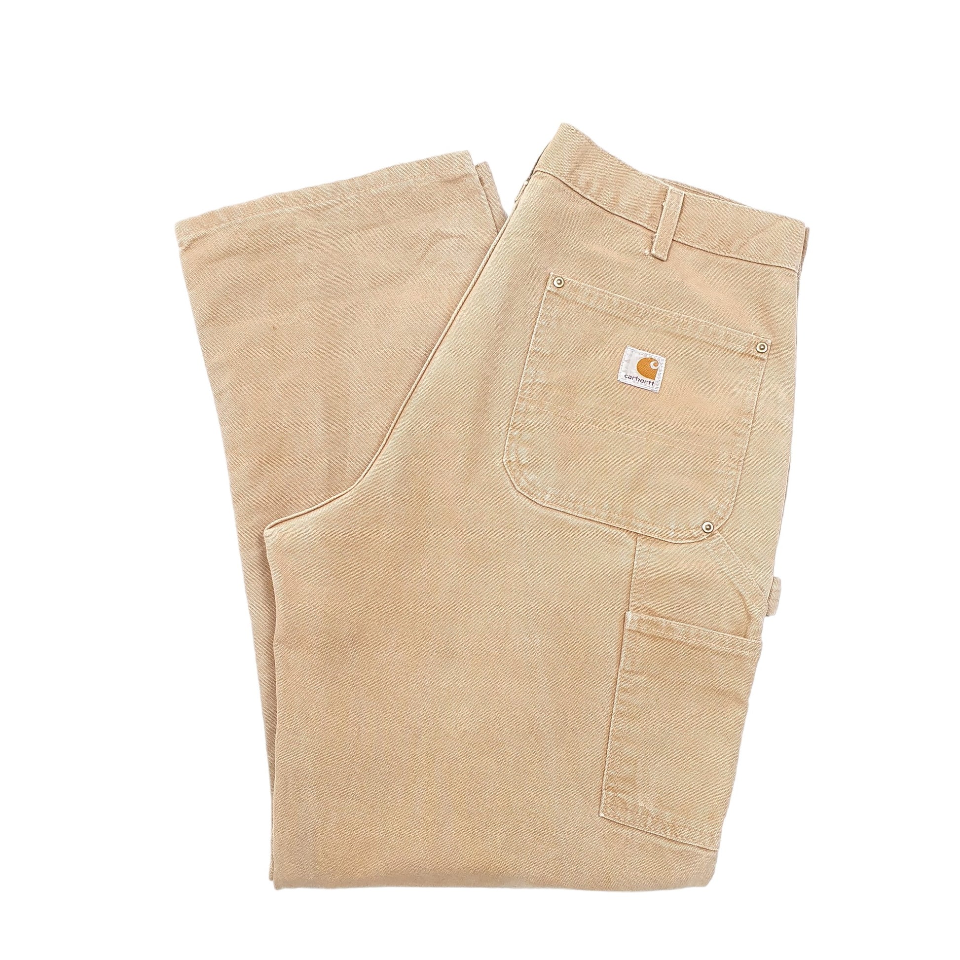 Mens Tan Carhartt Double Knee Riveted Carpenter Trousers