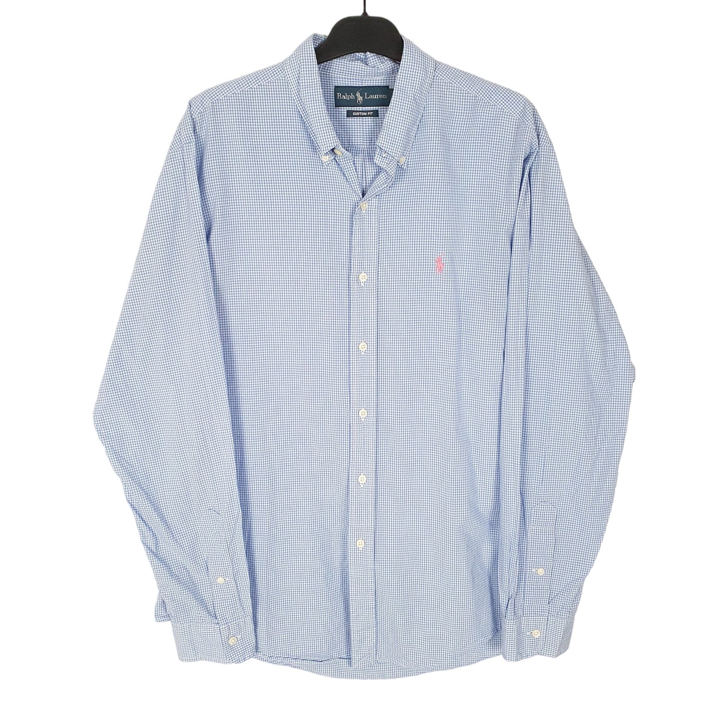 Ralph Lauren Long Sleeve Custom Fit Gingham Shirt Blue