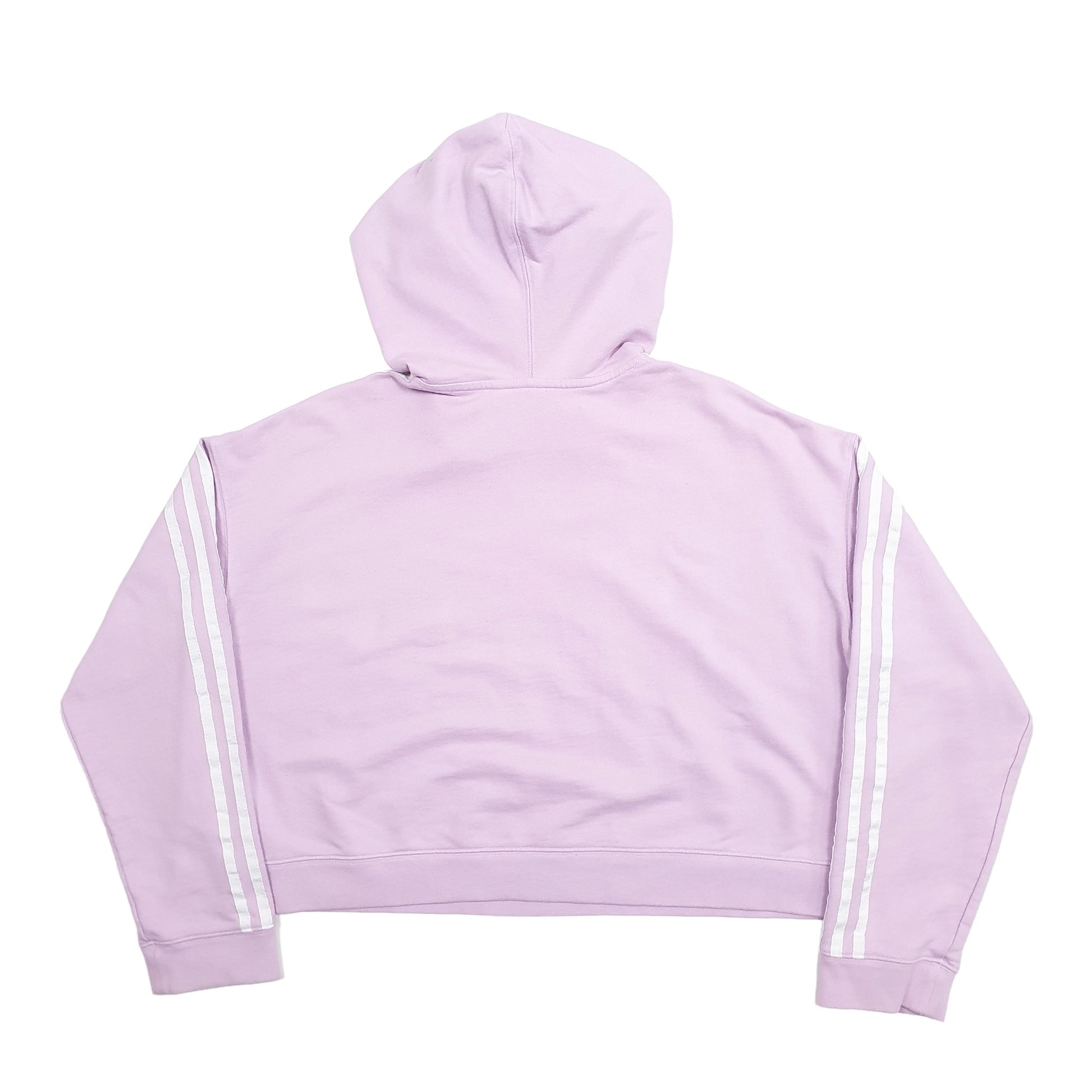 Womens Pink Adidas Crop Top Hoodie Jumper