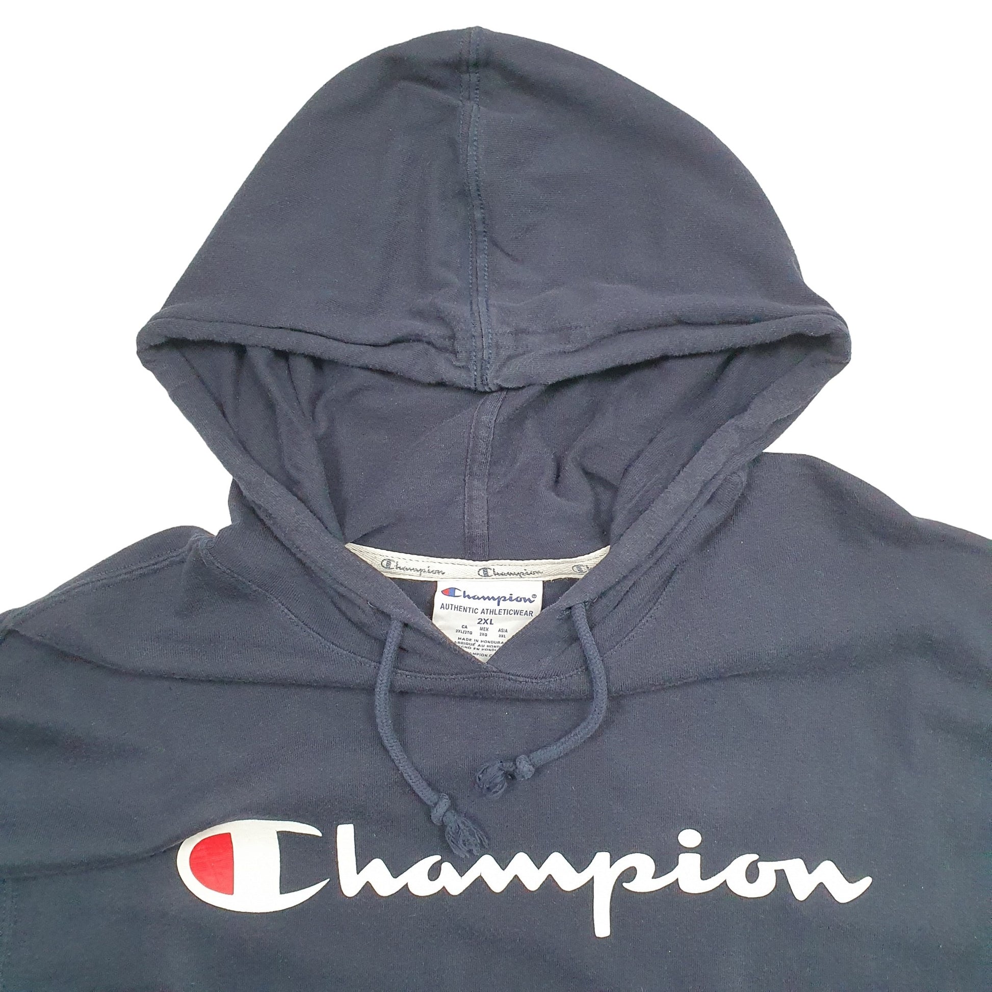 Mens Navy Champion Spellout Hoodie Jumper