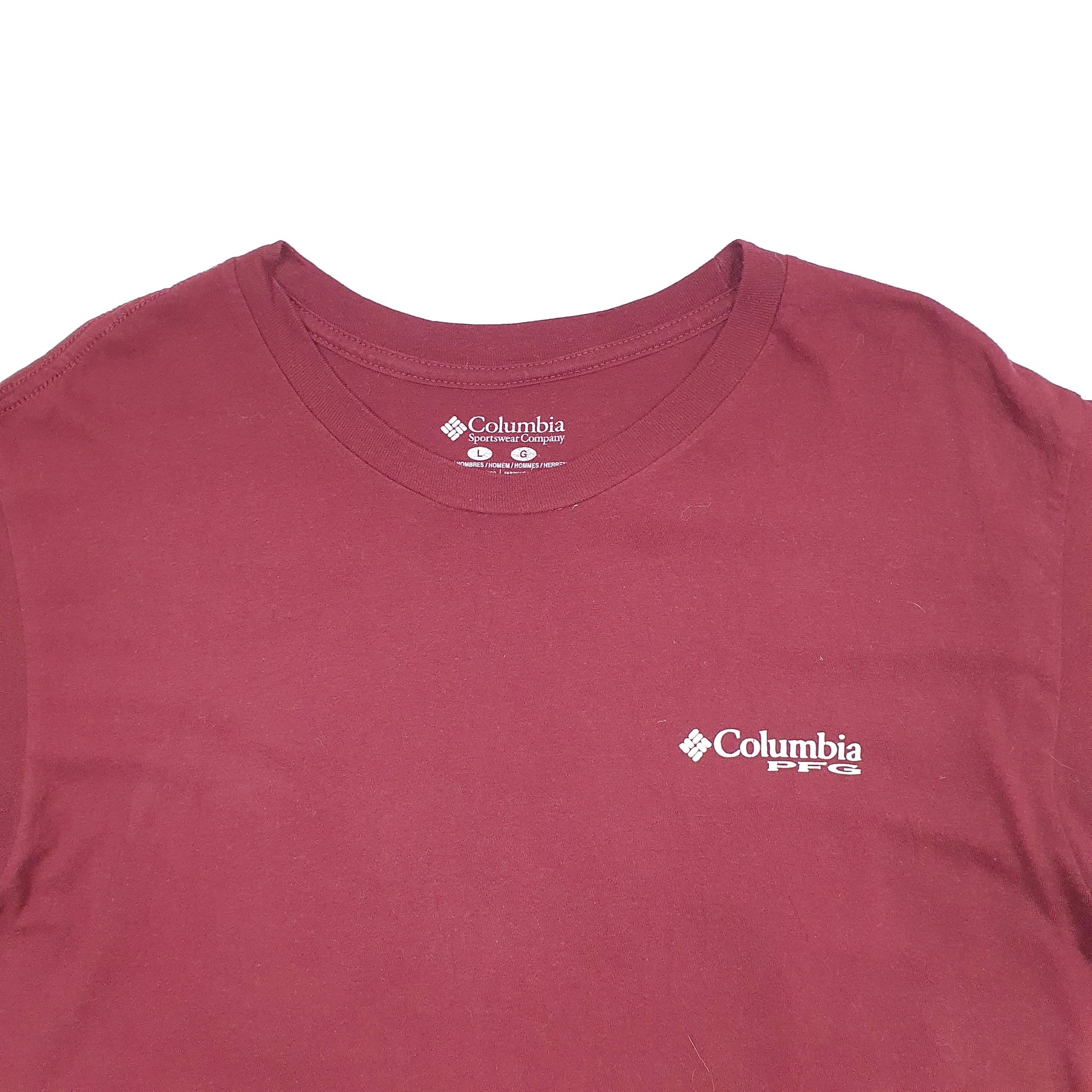 Mens Burgundy Columbia Sportswear PFG Performance Fishing Gear Short Sleeve T Shirt