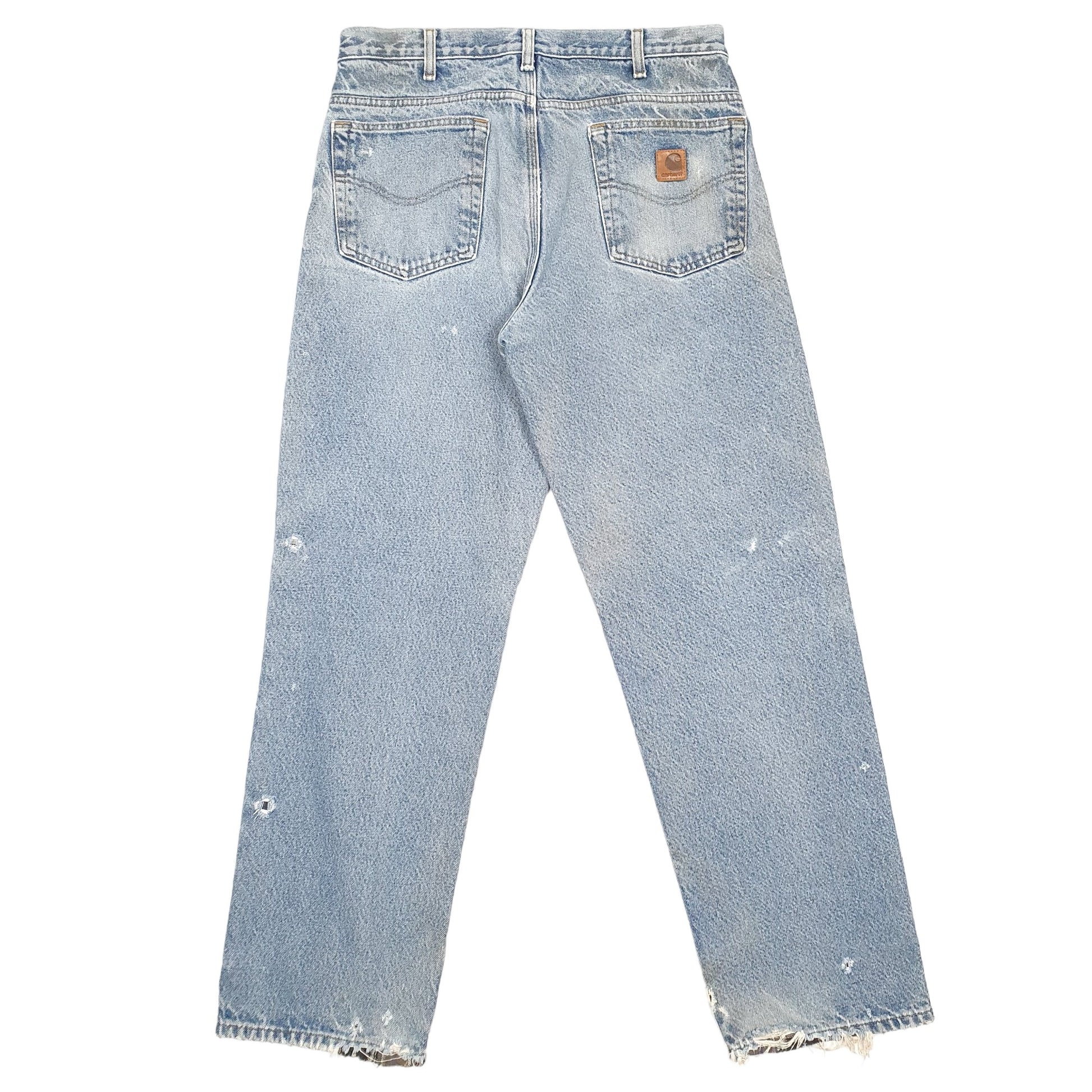 Mens Blue Carhartt Relaxed Lined Insulated Winter Thermal Casual JeansW32 L32