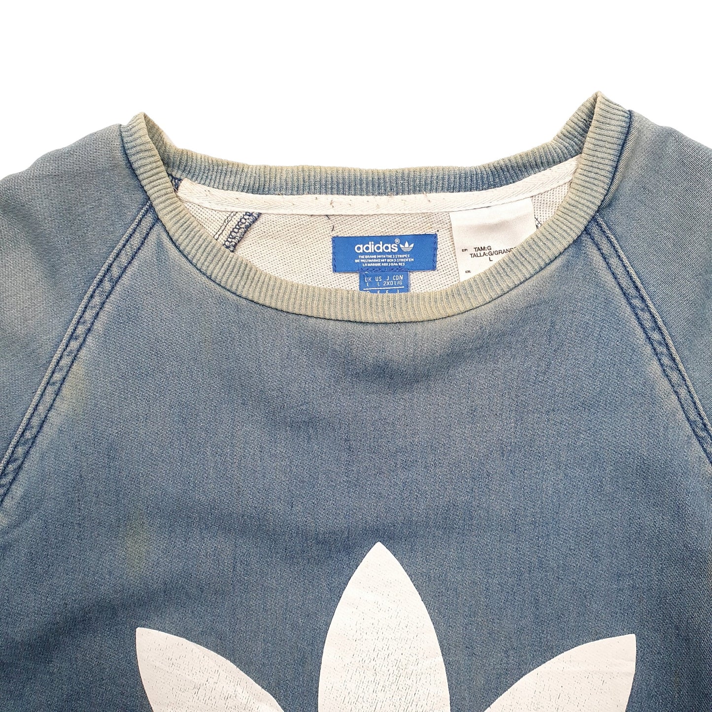 Mens Blue Adidas Spellout Crewneck Jumper