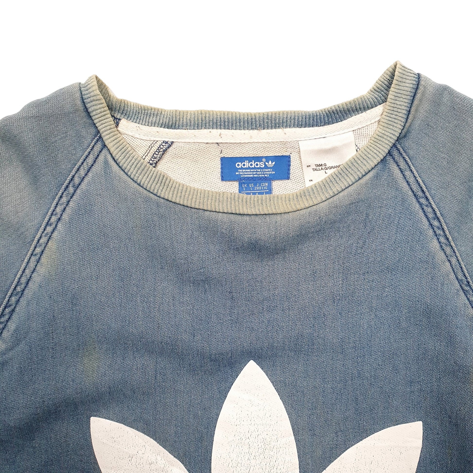 Mens Blue Adidas Spellout Crewneck Jumper