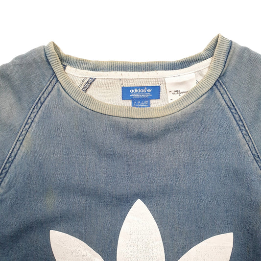 Mens Blue Adidas Spellout Crewneck Jumper