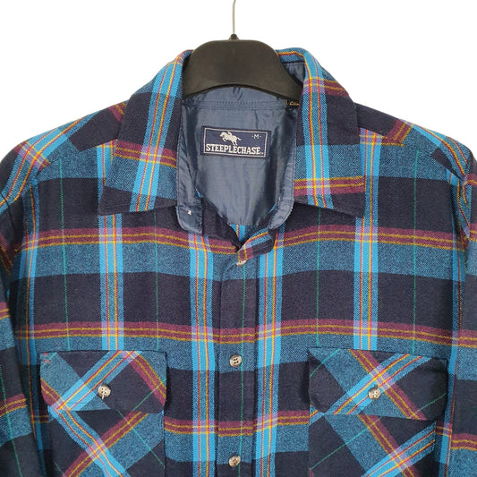 Steeplechase Flannel Shacket Long Sleeve Regular Fit Check Shirt Navy