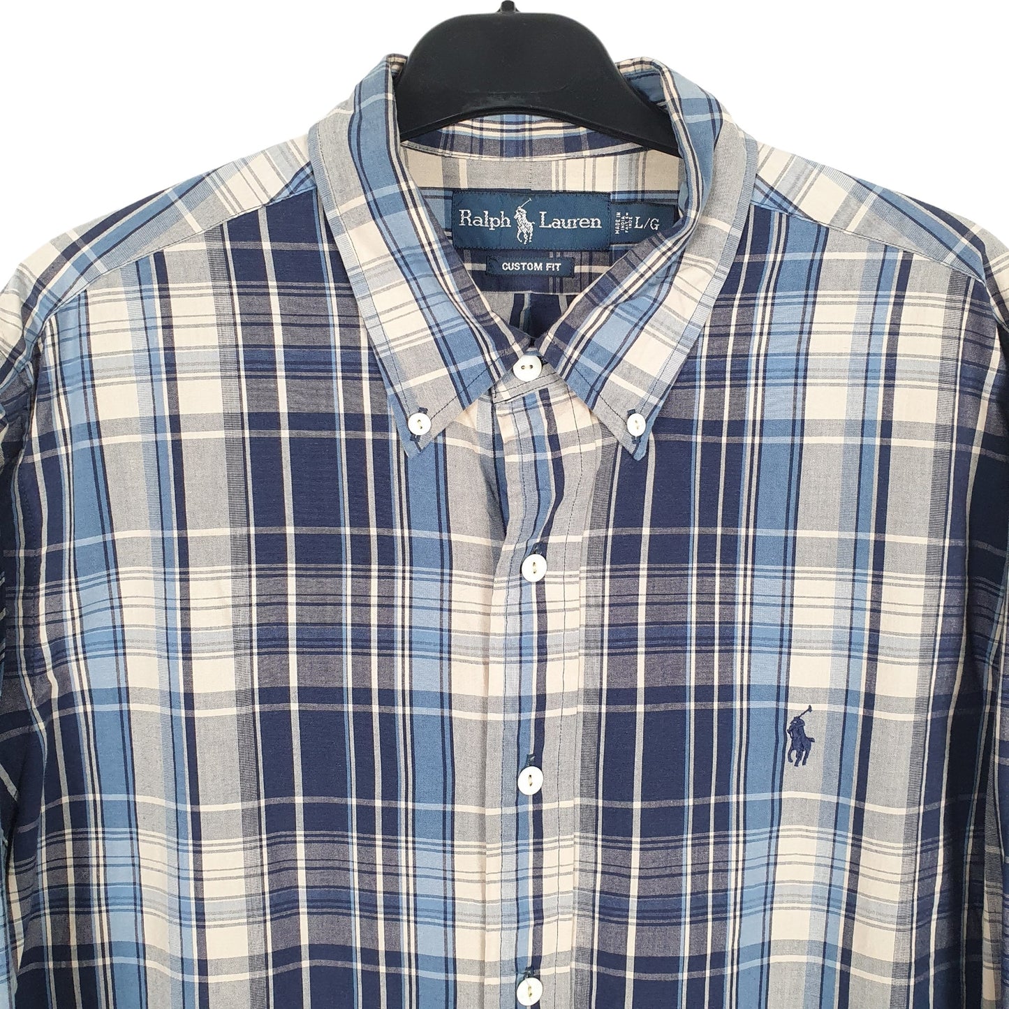 Ralph Lauren Long Sleeve Custom Fit Check Shirt Blue