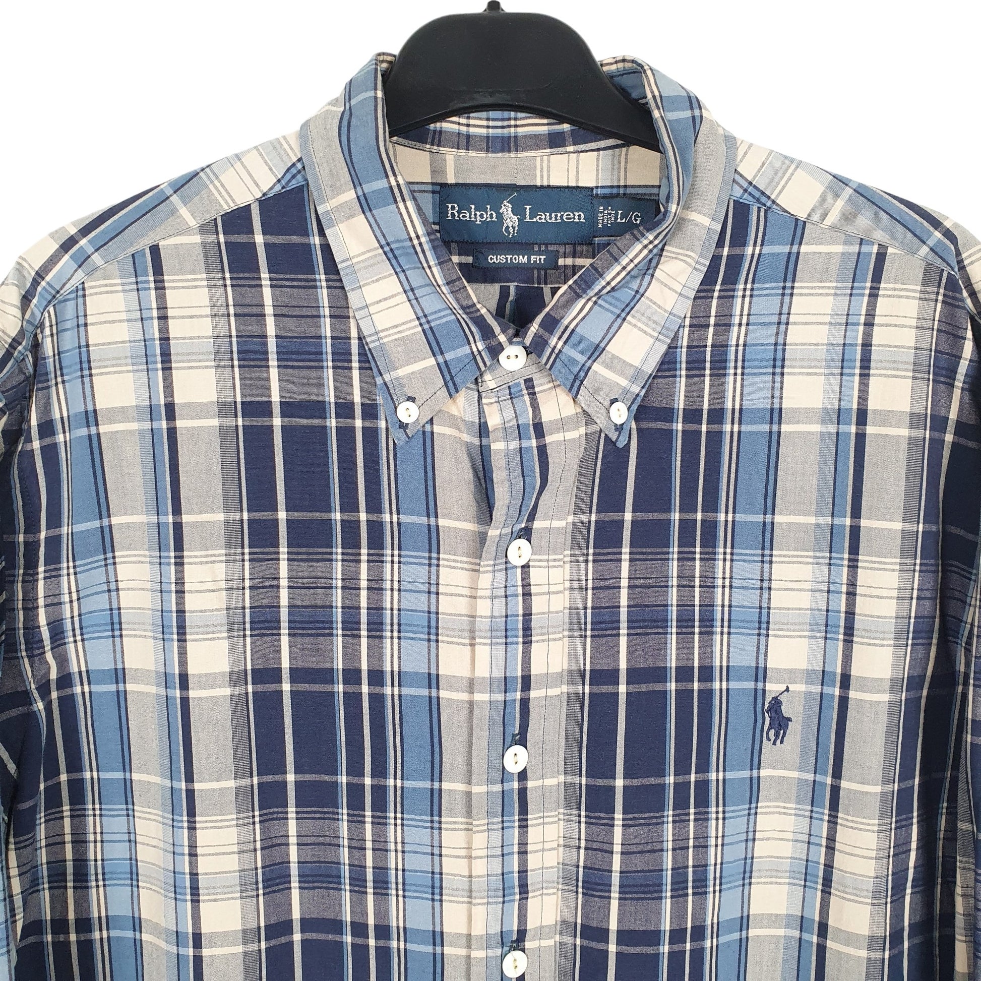 Ralph Lauren Long Sleeve Custom Fit Check Shirt Blue