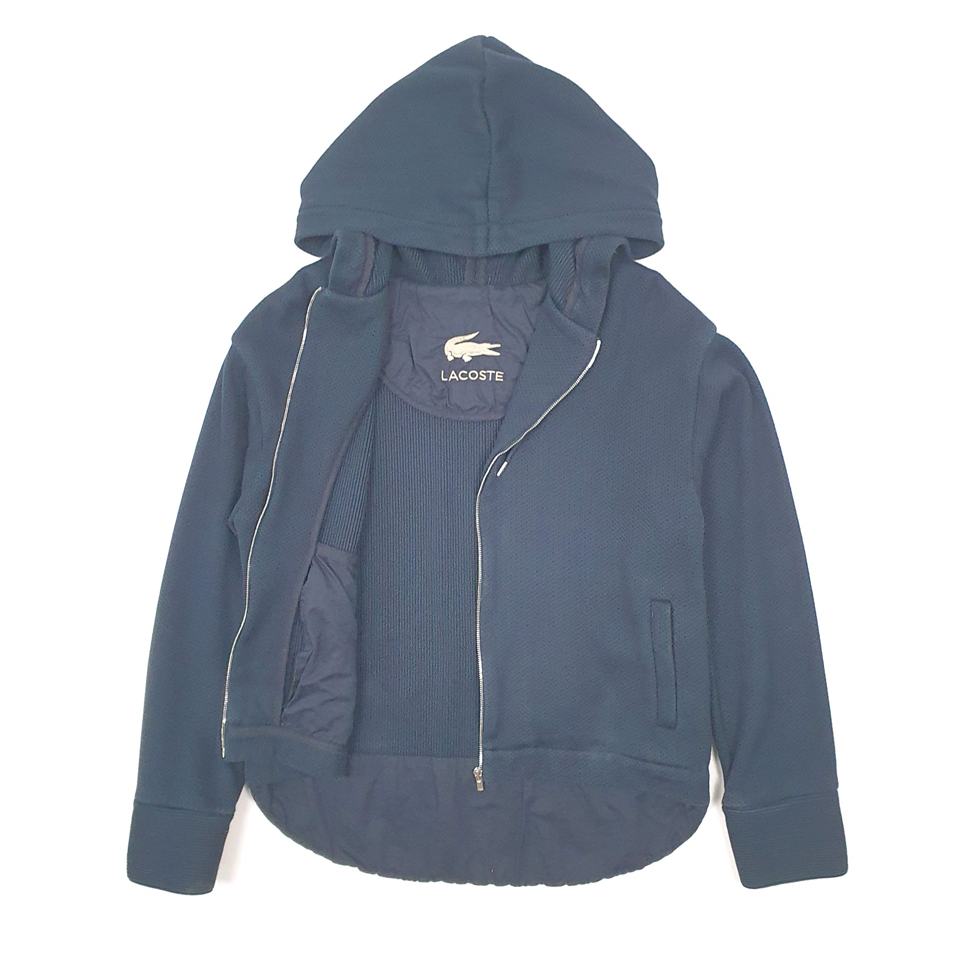 Womens Navy Lacoste Heavy Knit Full Zip Jumper