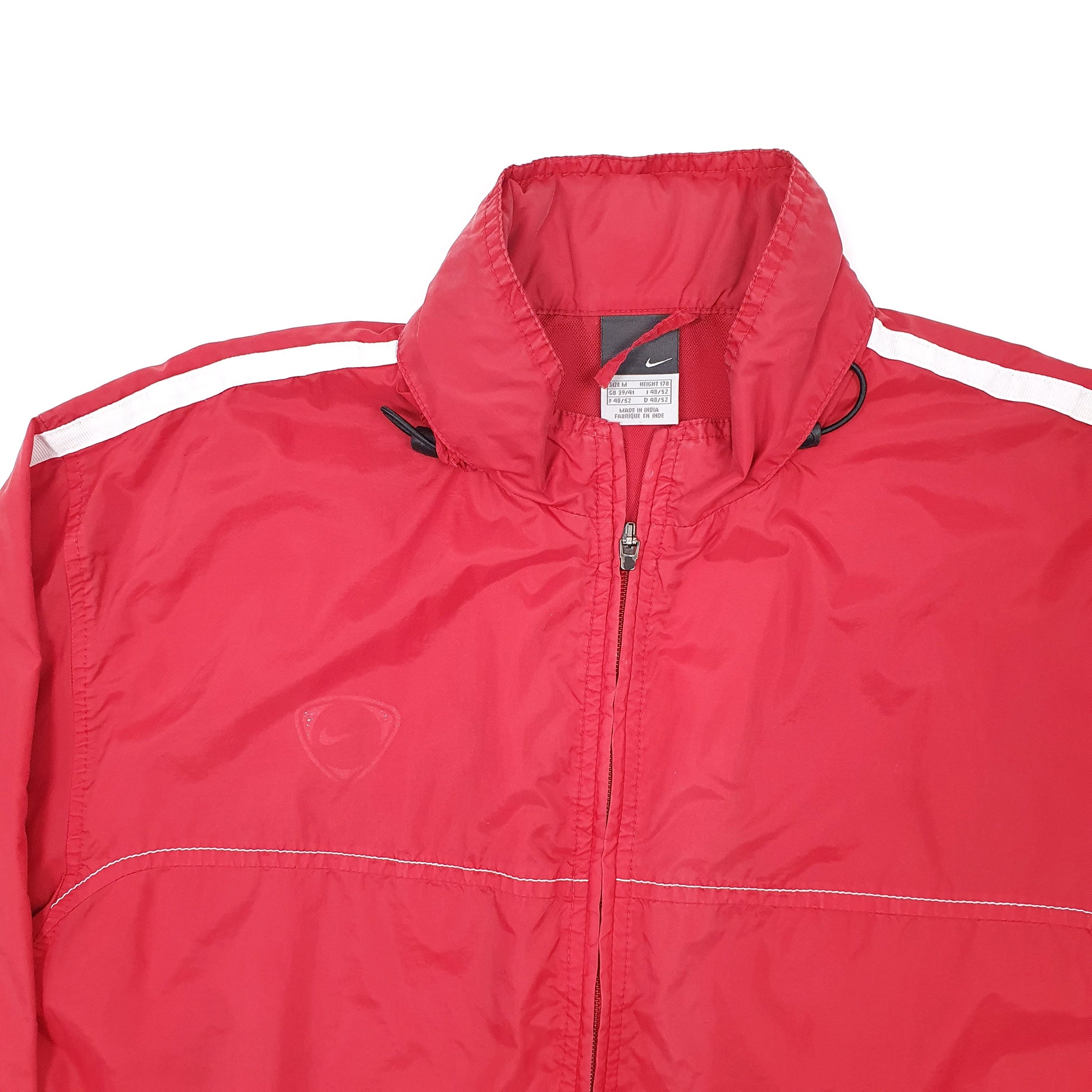 Mens Red Nike Hooded Vintage 2000s Windbreaker Coat