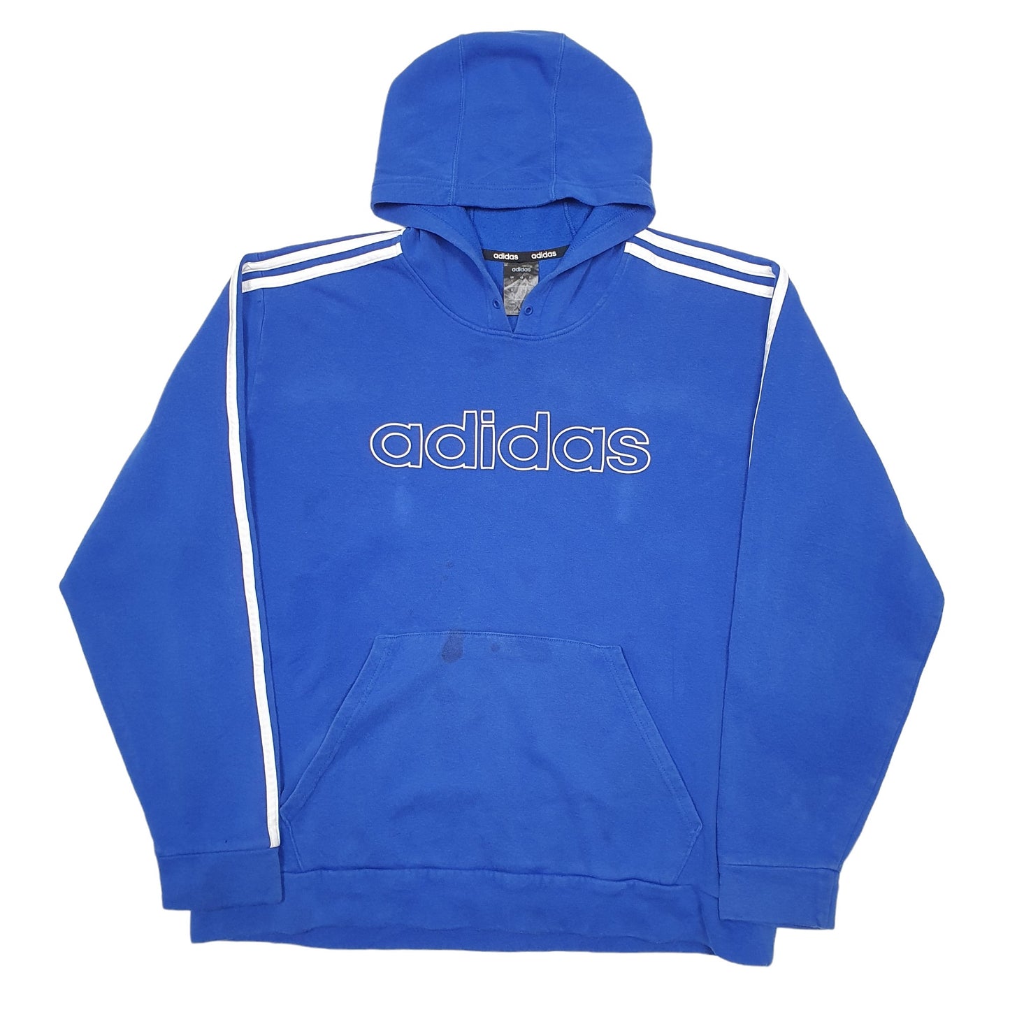 Mens Blue Adidas Spellout Hoodie Jumper