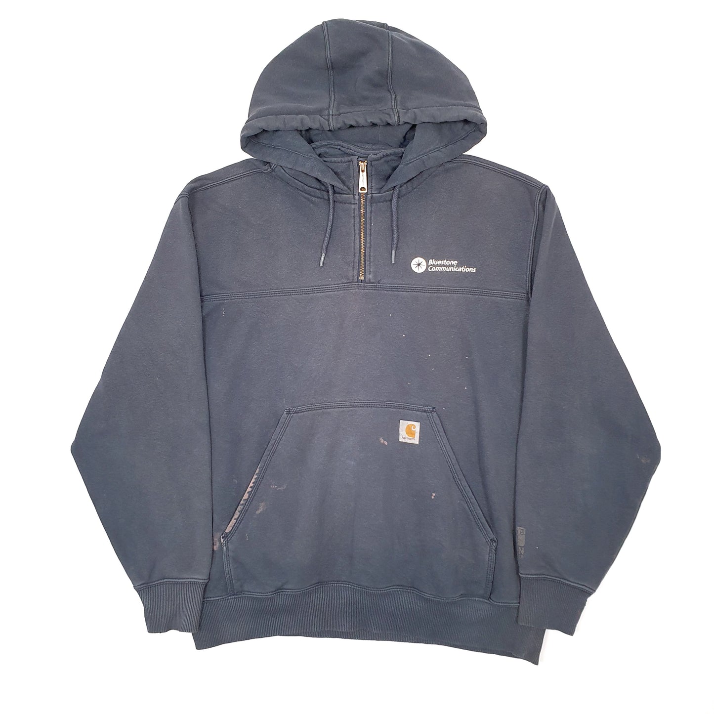 Mens Navy Carhartt Workwear Rain Defender Quarter Zip Hoodie Jumper