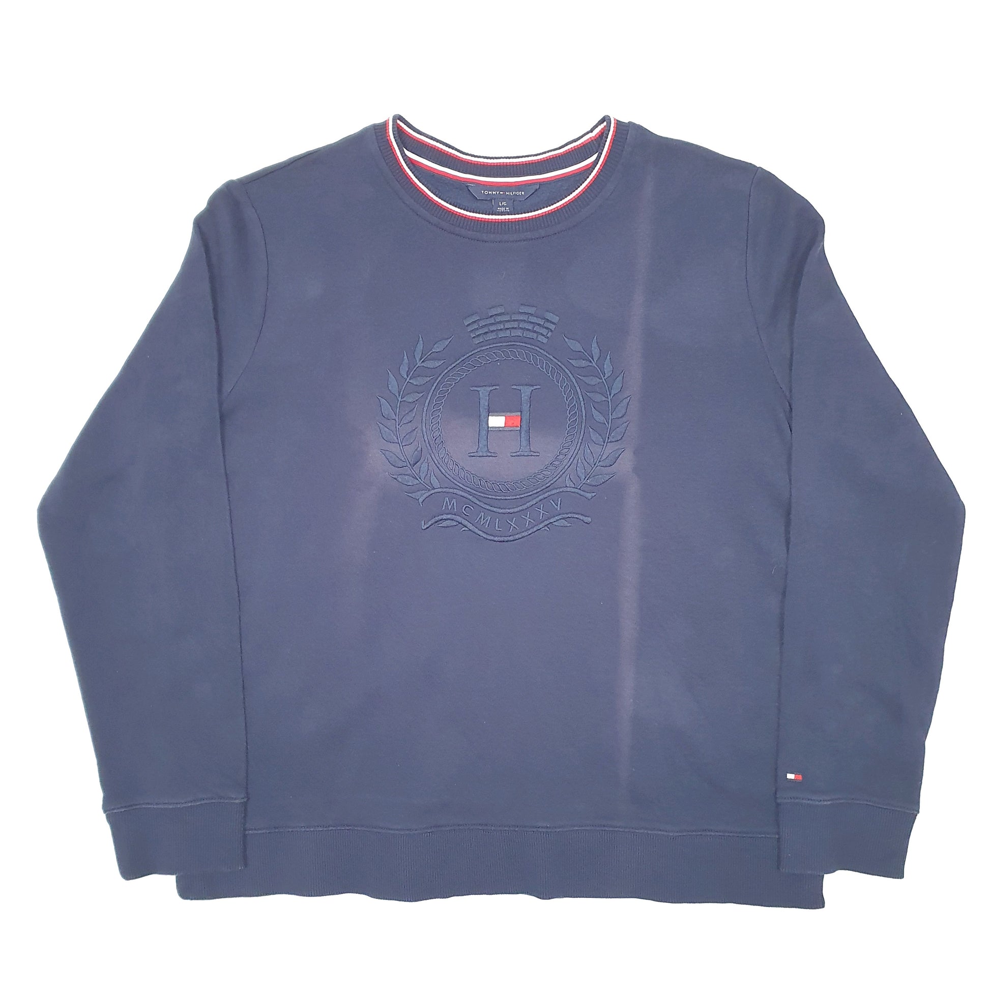 Womens Navy Tommy Hilfiger Crest Crewneck Jumper