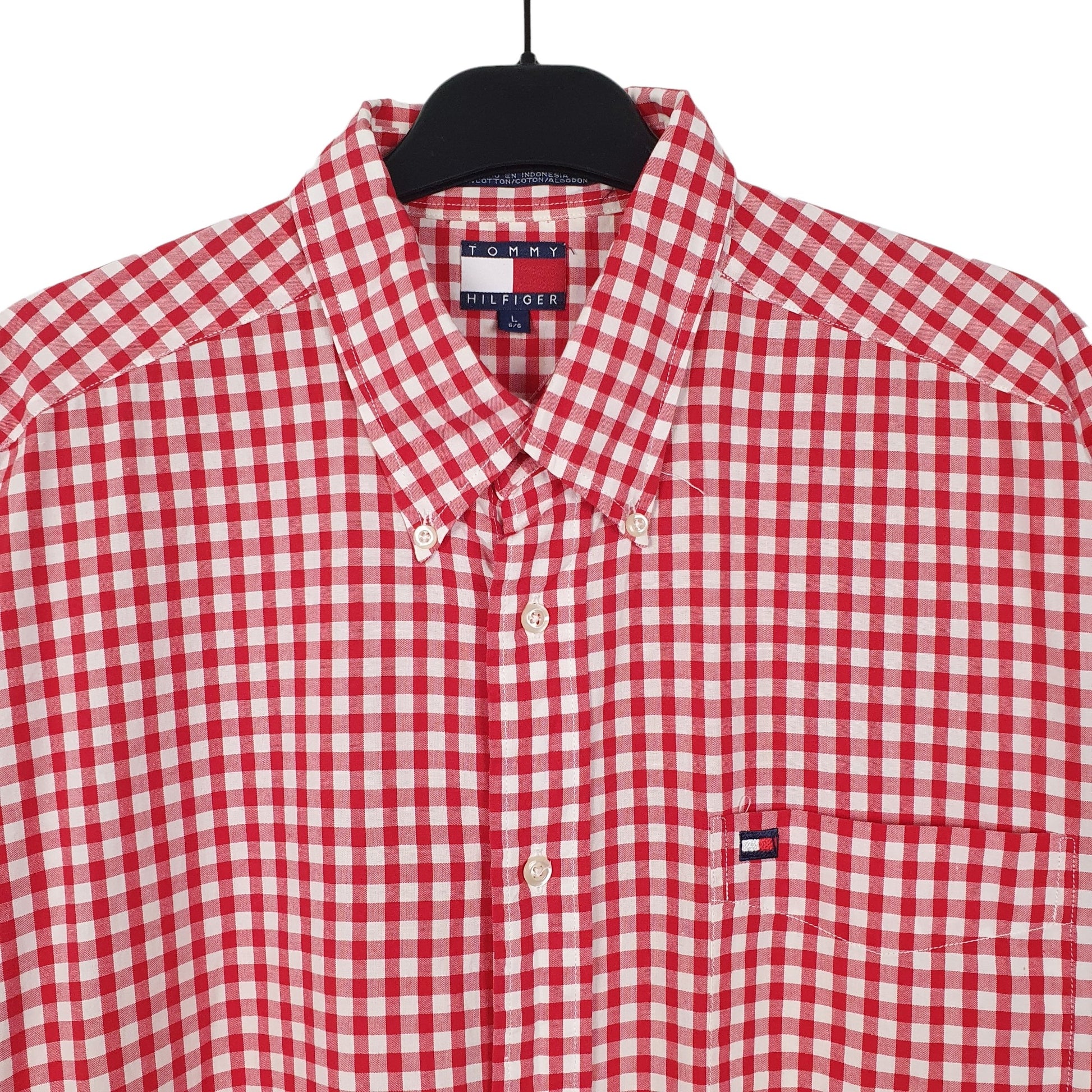 Tommy Hilfiger Short Sleeve Regular Fit Check Shirt Red