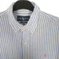Ralph Lauren Short Sleeve Custom Fit Striped Linen Shirt Blue