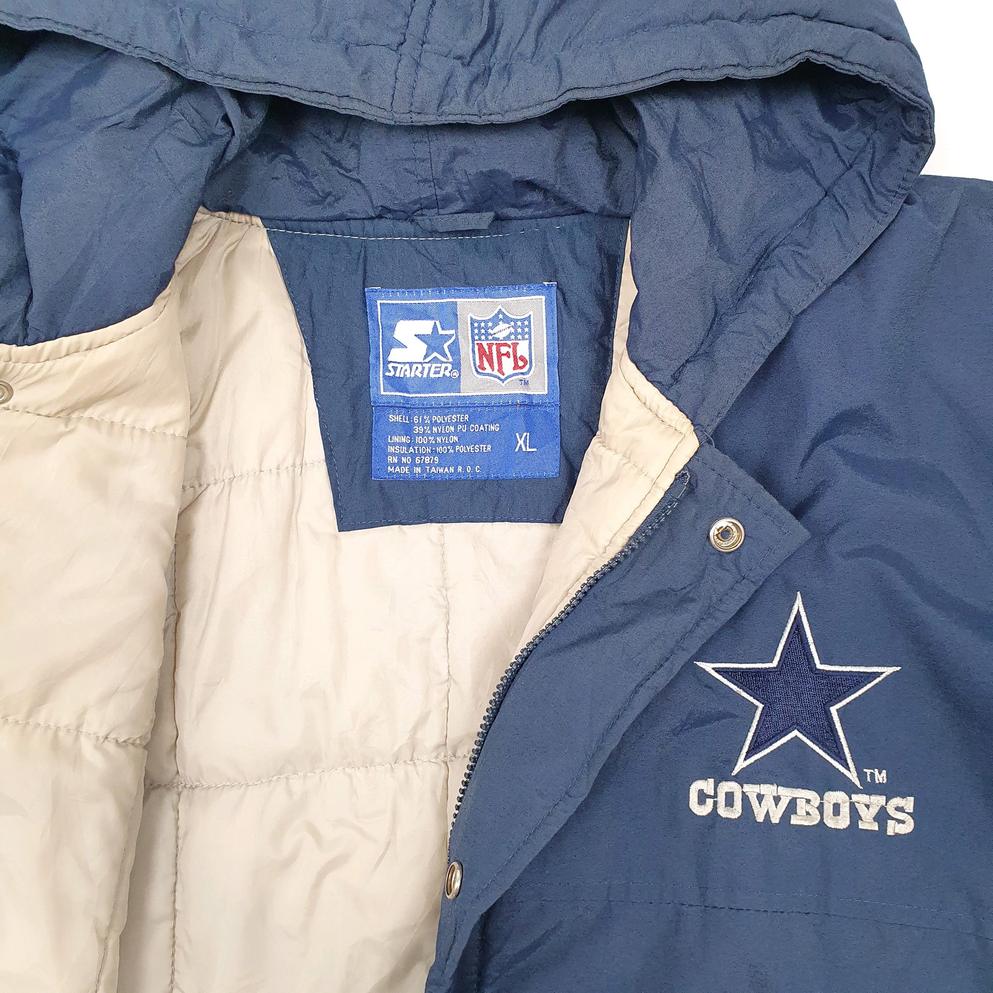 Mens Navy NFL Starter Dallas Cowboys Vintage 1990s Hoodie Coat