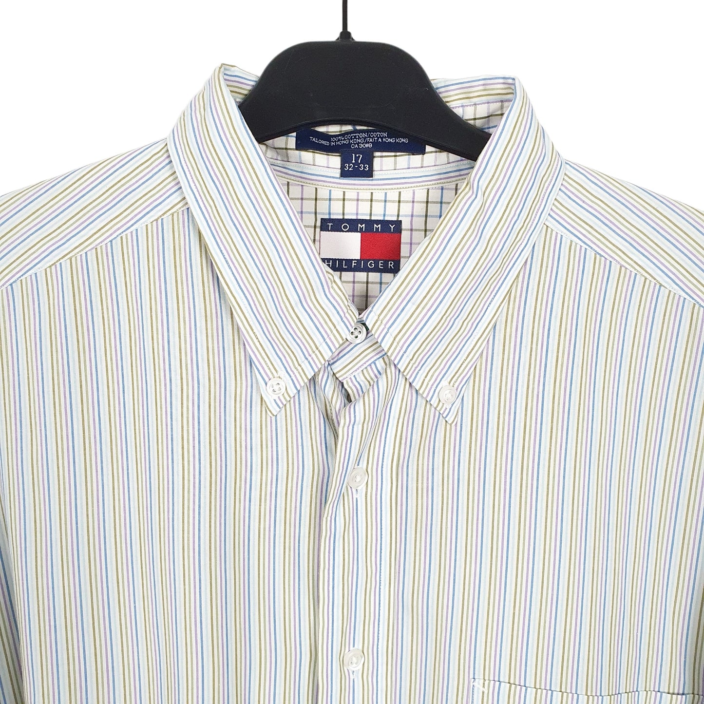 Tommy Hilfiger Long Sleeve Regular Fit Pinstripe Shirt Green