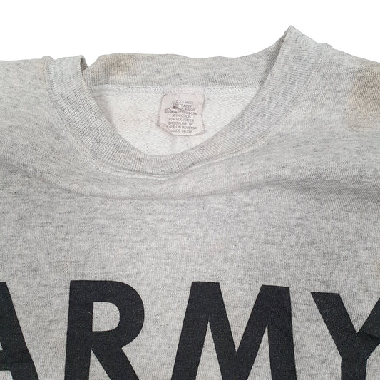 Mens Grey Brookline Army Military Vintage Made in USA Crewneck Jumper