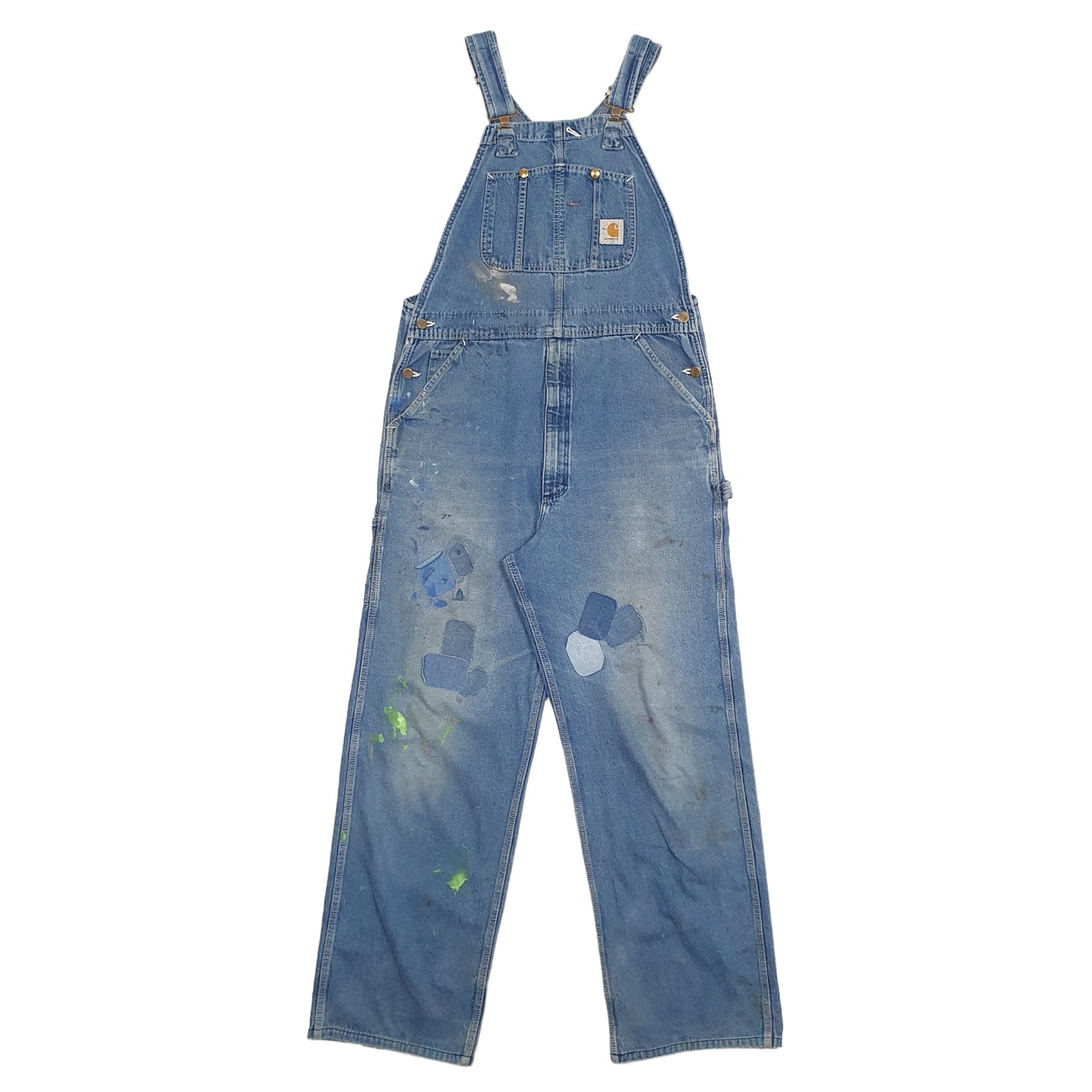 Mens Blue Carhartt Patchwork Dungaree Trousers