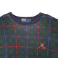 Mens Navy Polo Ralph Lauren Vintage Golf Tartan Check Crewneck Jumper