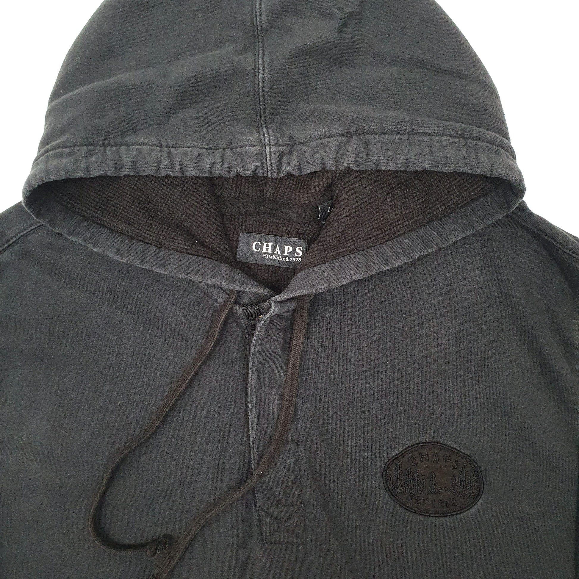 Mens Black Chaps Quarter Zip Hoodie Jumper